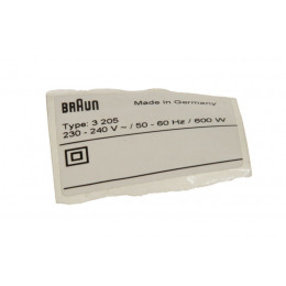Etiquette pour robot Braun BR63205630