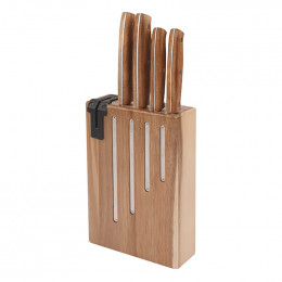 Couteaux bloc de 4 manche en bois acacia JD30222