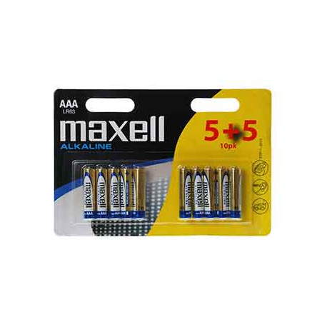 Piles alcaline aaa lr03 1.5v blister 10 piles Maxell 790254