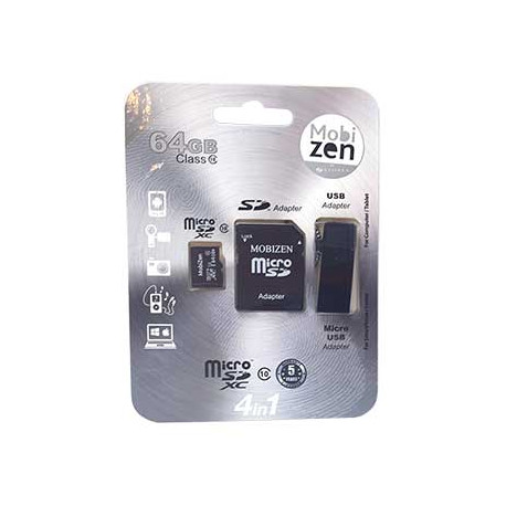 Carte memoire micro sd 64go classe 10 avec adaptateur sd Mobizen MSD42542