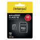 Carte memoire micro sd 64gb class 10 avec adaptateur sd Intenso 3413490