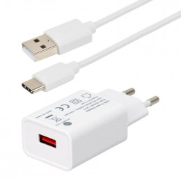 Kit chargeur mural usb-a/c 12w couleur blanc - cable 1m Itc 308112