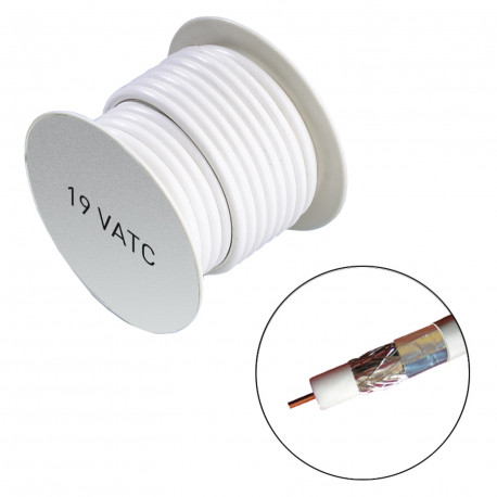 Cable coax tv/sat 15m 19 vatc diametre 6.8 mm blanc Itc 4601