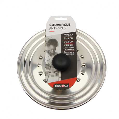 Couvercle Inox Multi-dimensions 16/18/20 Cm - Compatible Casseroles 9120110, 9120111, 9120130, 9120131 - Acier Inoxydable